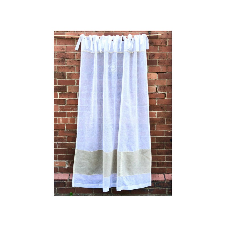 Sheer White Linen Lace Panel Bathroom Window Curtain New Etsy