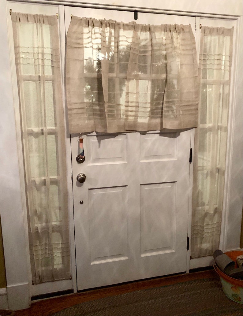 Sheer Natural Sidelight Monogram Door Curtain Etsy