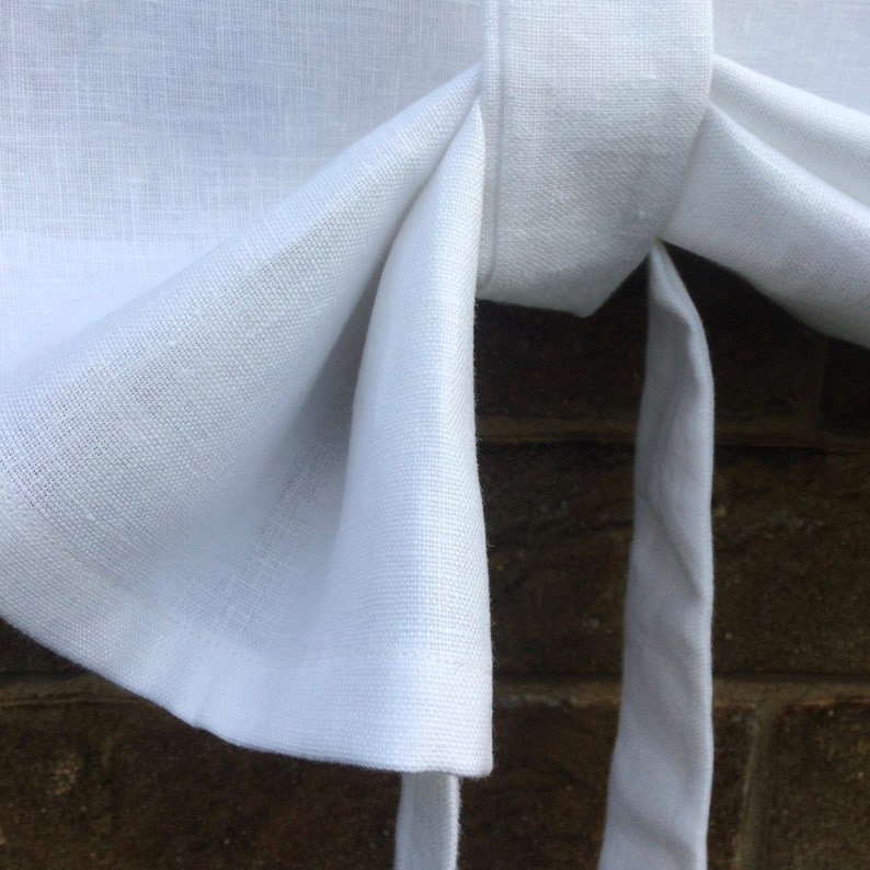 Linen Tie up Curtain White 100 Flax Linen Ruffle Curtain Etsy