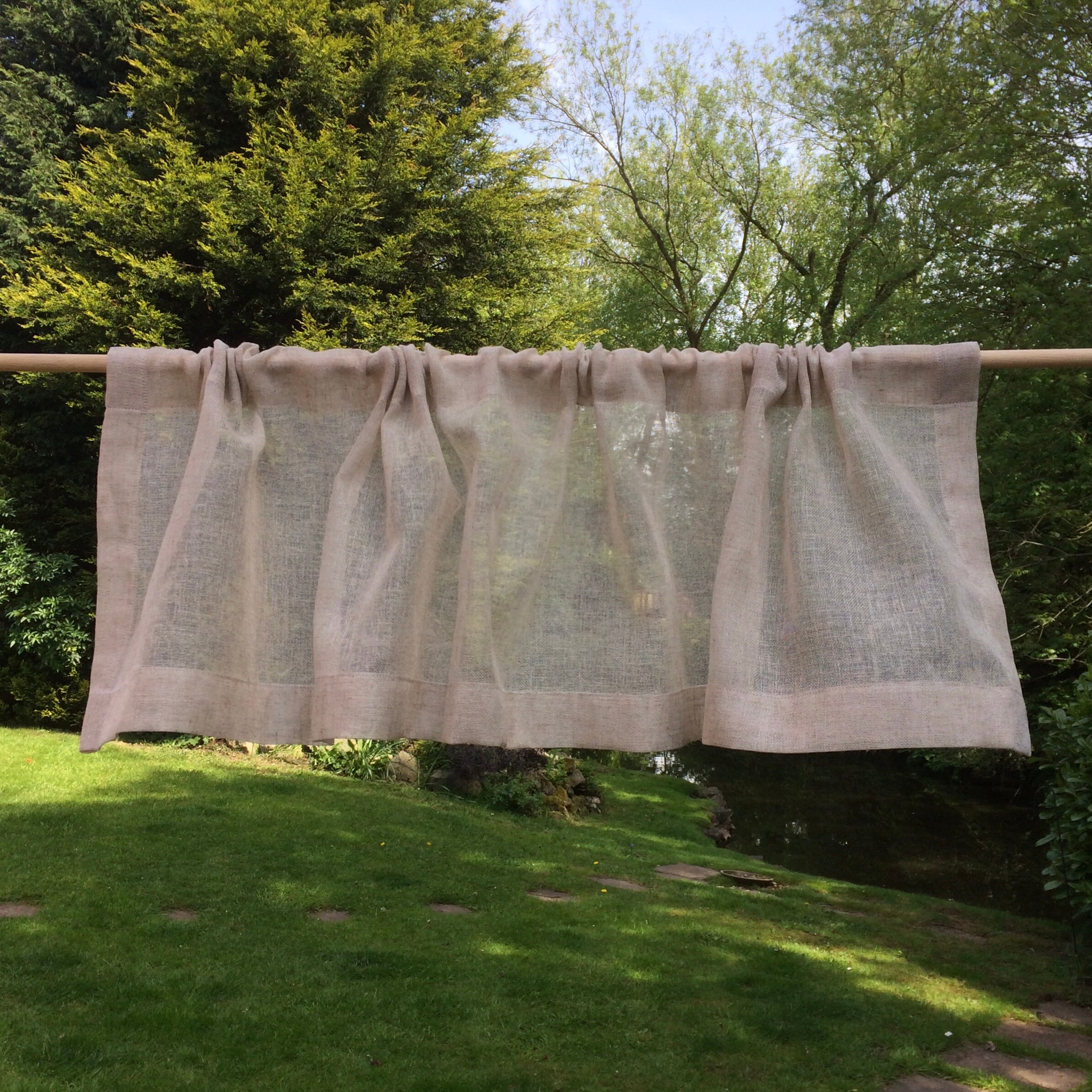 Petit Rideau Valance en Lin Blanc, Surmatelas de Fenêtre Naturelle Ivoire Pur, Lumineuse Valance