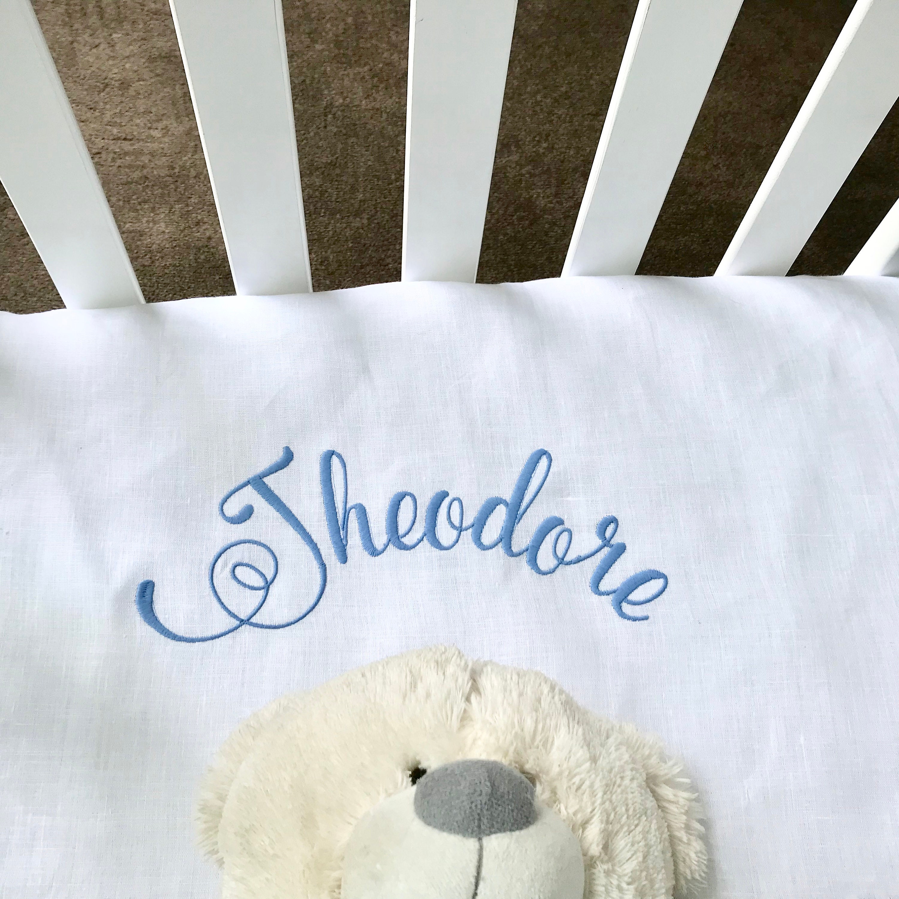 Personalised Cot Sheet Name Linen Baby Fitted Sheet Monogram Etsy UK