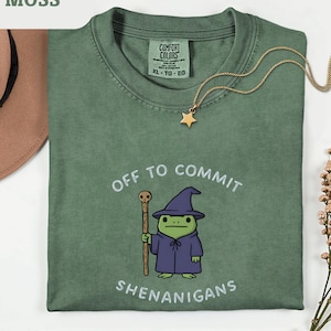 Comfort Colors Off to Commit Shenanigans Wizard Frog Funny DnD Tee Ren Faire Fantasy Gift Funny Meme Gift