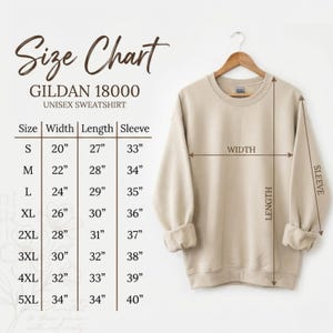 Unisex Sweatshirt Size Chart Poster, Gildan 18000 Sweatshirt Sizing Guide, Wall Art, Informative Home Decor, Fashion Fit Guide