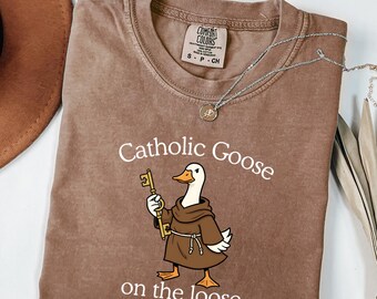 Catholic Shirt Funny, Vatican Flag TShirt, Catholic Gift, Youth Group Shirt, Franciscan Comfort Colors Tee, Religious Silly Goose Shirt