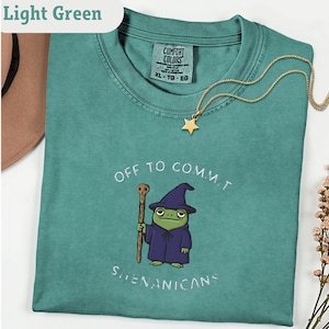 Comfort Colors Off to Commit Shenanigans Wizard Frog Funny DnD Tee Ren Faire Fantasy Gift Funny Meme Gift