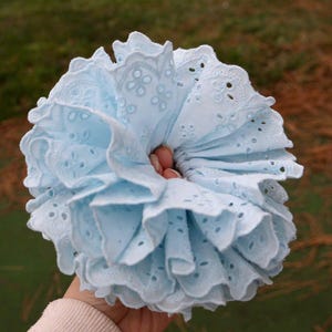 Handmade oversized Baby Blue Lace Scrunchie | Handmade Hair Accessory