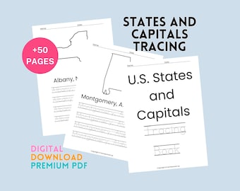 Cuaderno de trabajo de seguimiento de estados y capitales de EE. UU.: Hojas de trabajo de geografía (PDF)