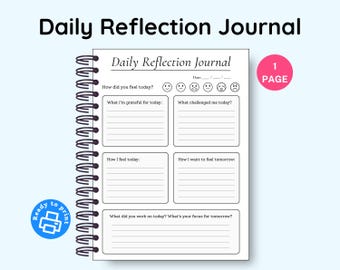 Daily Reflection Journal: Printable Gratitude & Goal Setting (PDF Download)