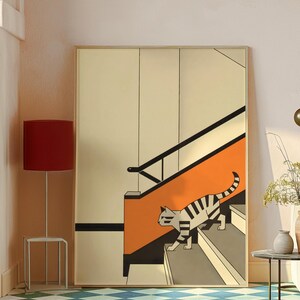 Bauhaus-kattkonsttryck | Geometrisk dekor med mitten av århundradet (digital nedladdning)