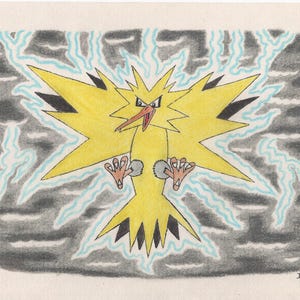 Zapdos Hand Drawn Art Print 8.5x11