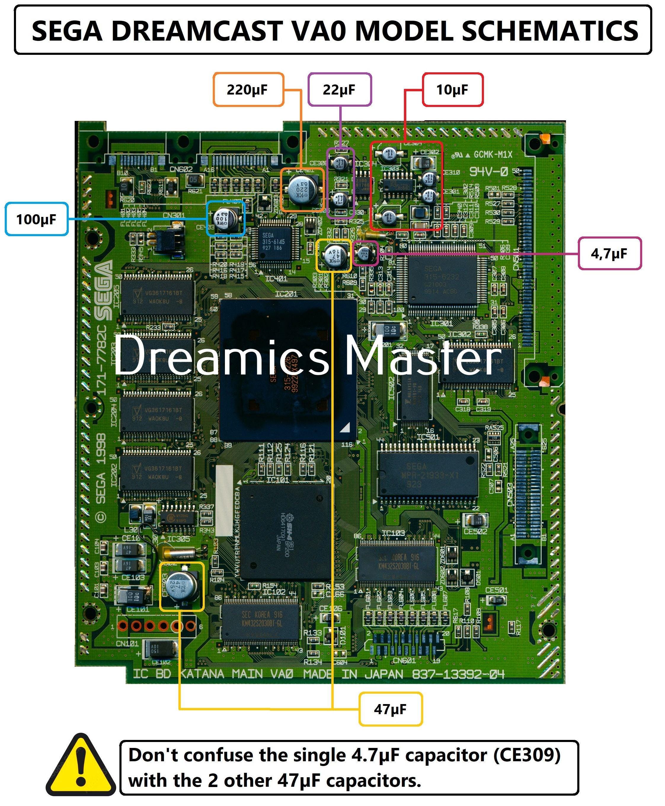 SEGA Dreamcast | SMD Ceramic Capacitor Replacement Kit | Universal