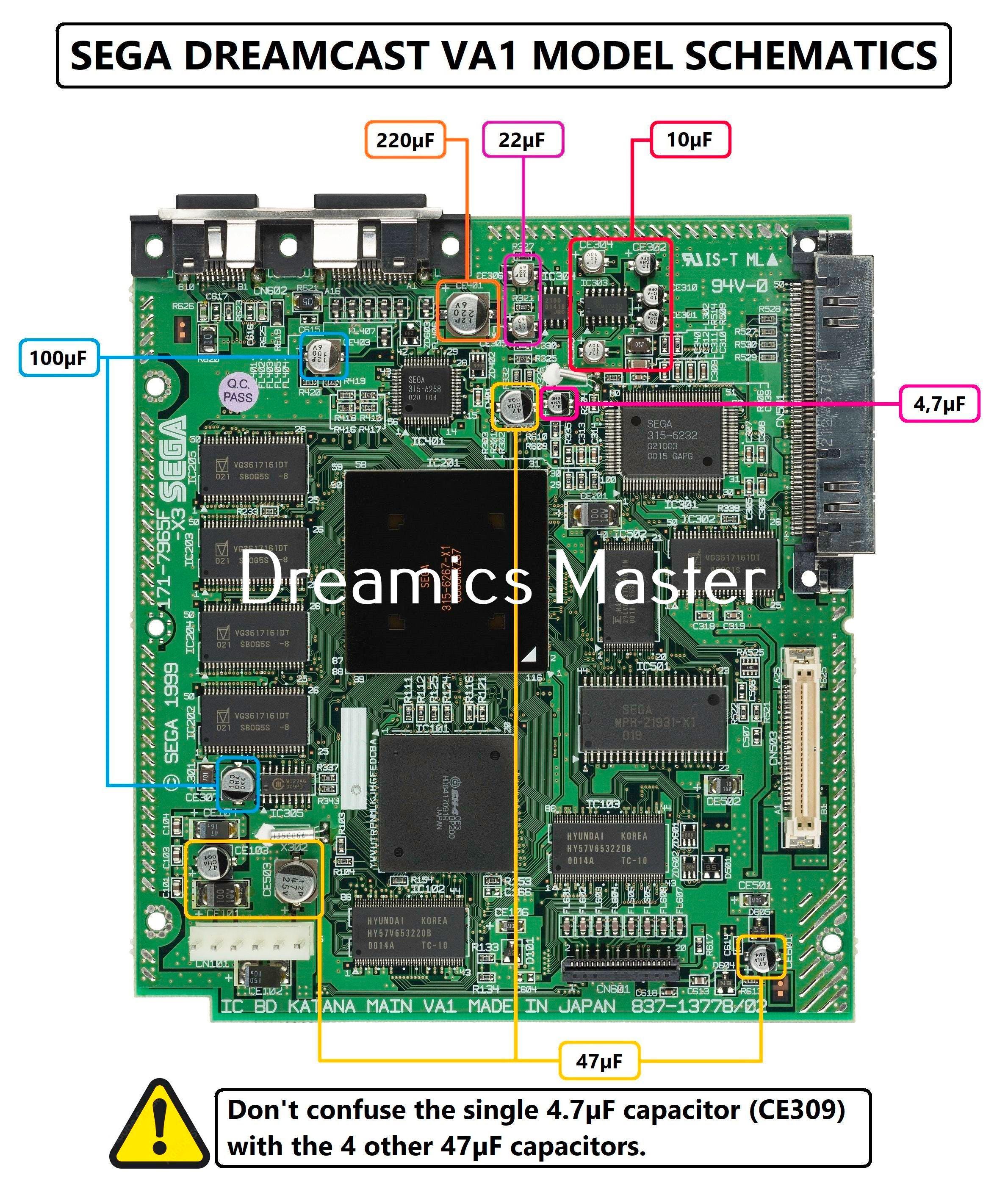 SEGA Dreamcast | SMD Ceramic Capacitor Replacement Kit | Universal