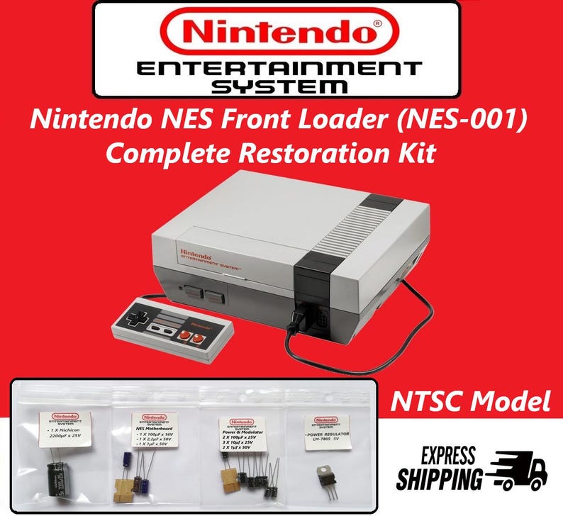 Nintendo NES (NTSC) Front Loader Capacitor Repair Kit / Fix No Power ...