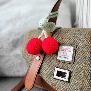 Crochet Knit Bag Charm Cherry Fruit Keychain