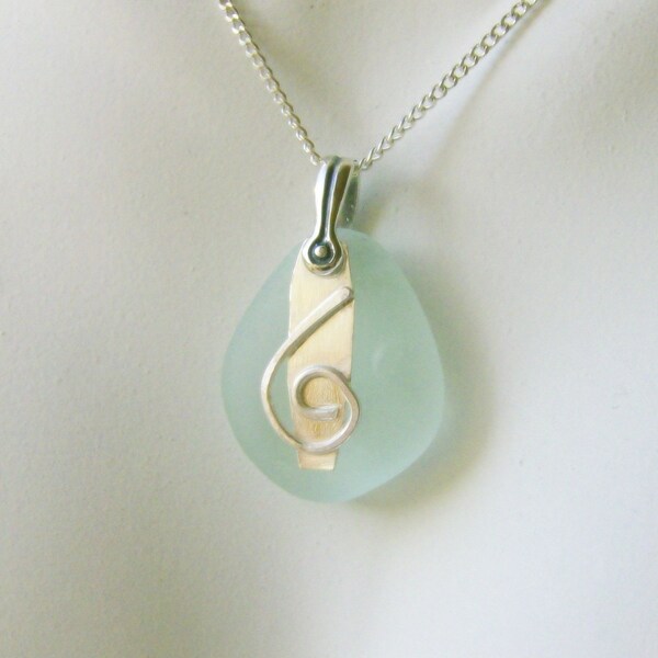 A Drop from the Ocean - Irish Sea Glass and Silver Pendant