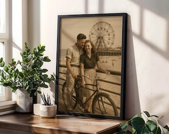 1940er Jahre Romantisches Paar Foto: Vintage Beach Pier Riesenrad (Digital Download)