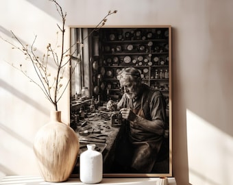 Vintage Clockmaker Photo Realistic Printable Wall Art Digital Download Set of 5 Sizes