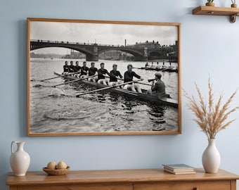 Vintage Rowing Crew Photo Realistic 1920s Printable Wall Art Digital Download Set of 5 Sizes