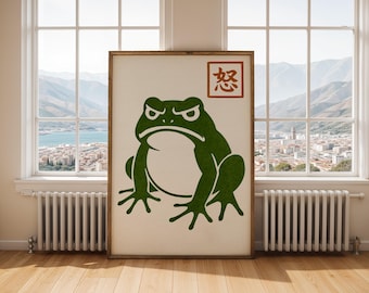Wütender Frosch Druck: Vintage Japanische Holzschnitt Kunst (Digitaler Download