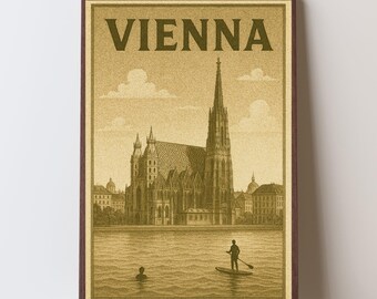 Vienna Austria Travel Poster, Vintage St. Stephen's Cathedral Print, Printable Digital Download