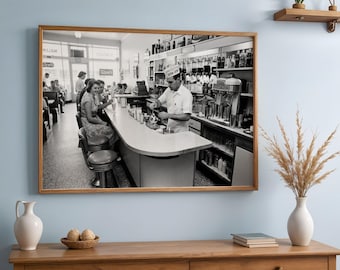 Vintage Soda Fountain Print: 1950s Americana Wall Art (Digital Download)