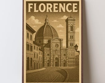 Florence Italy Travel Poster, Vintage Duomo Print, Retro Wall Art, Printable Digital Download
