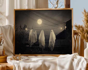 Vintage Halloween Ghost Photo, Spooky Halloween Decor, Antique Style Ghosts, Haunted Night,  Retro Halloween