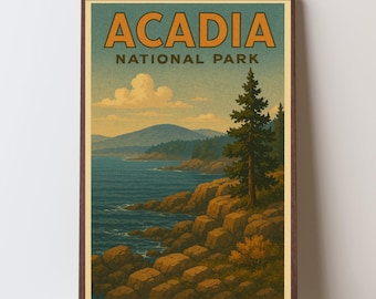 Vintage Acadia Nationalpark Poster: Retro WPA Travel Print