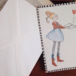 Tarjeta de felicitación de acuarela original pintada a mano, 5 x 7" en blanco, Miss You, Amor, Amistad, San Valentín, Maestro, Sólo porque, Día de la Madre