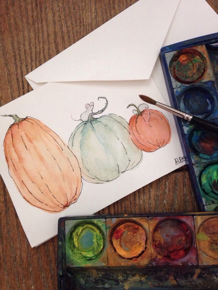 Hand Painted Original Watercolor Art Greeting Card, 5x7 Blank W ...