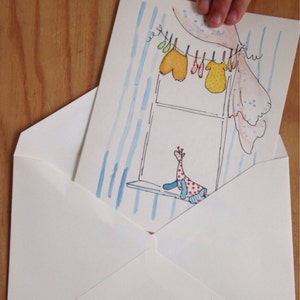 Handbemalte Blanko Grußkarte. Baby Shower, Baby-Ankündigung, Dankeschön, Haus wärmend, Herzlichen Glückwunsch, Erster Geburtstag, Neues Baby