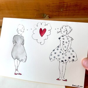Día de San Valentín. LGBTQ pintado a mano acuarela tarjeta de San Valentín con sobre. Tarjeta de aniversario. Boda. Opciones personalizadas.