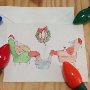 Handgemalte Grußkarte mit Umschlag. 5 x 7 Original Aquarell Kunst.  Weihnachtsfeiertag. Liebe. Freundschaft.