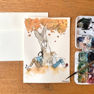Carte de voeux d’aquarelle peinte à la main. L’amour lgbtq, anniversaire, fiançailles, Saint-Valentin, sœur, carte blanche de l’amitié.
