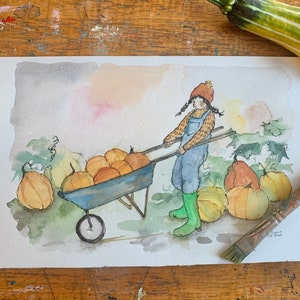 Original watercolor painting. Original wall art. Cozy autumn aesthetic. 6x9” unframed original art for fall.