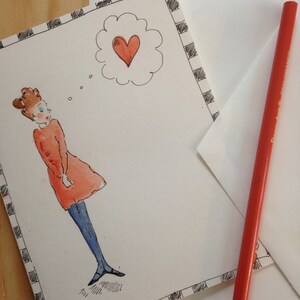 Valentinstag Hand Painted Grußkarte, 5 x 7" leere w / Umschlag. Original Aquarell-Kunst. Liebe. Freund. Valentine. Zum Muttertag.