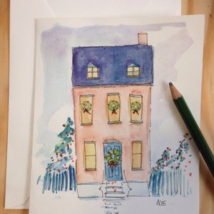 Handgemalte blanko Grußkarte. Urlaub. Weihnachten. Neujahr. Neues Zuhause. Danke. Gastgeberin Geschenk. Fragen Sie nach Individualisierung!