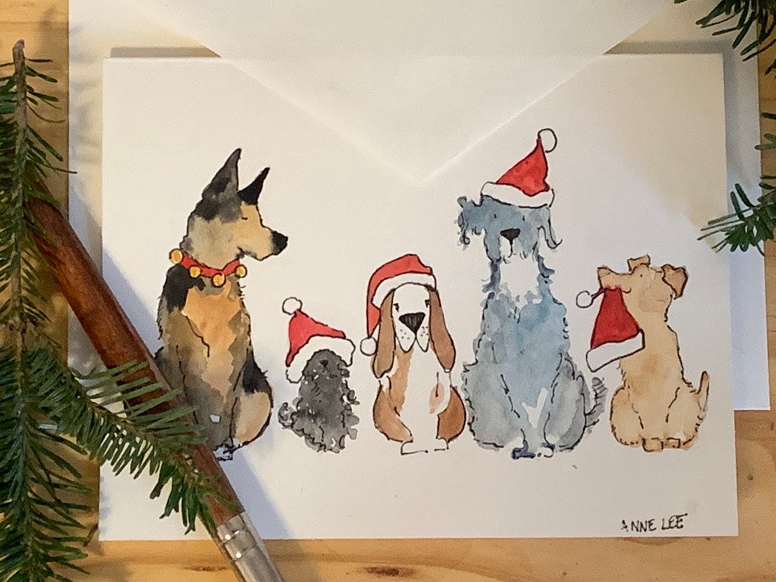 Hand Painted Watercolor Art Greeting Card. Blank 5x7 Christmas Card ...