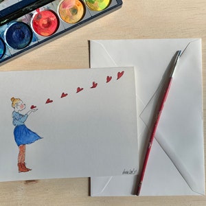 Carte de voeux peinte à la main d’aquarelle. Carte blanche de 5x7 ». La Saint-Valentin. Amour. Fête des Mères. Anniversaire.