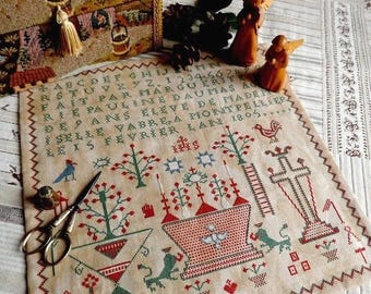 Marguerite Marie Pauline Daumas 1805 – Reproduction of an antique French sampler – Embroidery pattern available for digital download (PDF)