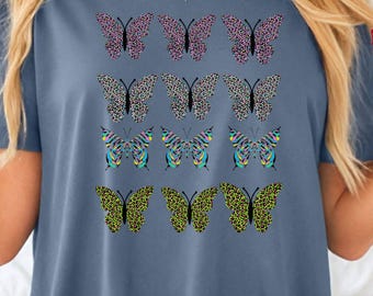 Colores cómodos - Camiseta de mariposas / Camiseta de enciclopedia de mariposas / Adolphe Millot / Camisetas retro de mariposas / Regalo de camiseta para el Día de la Madre /