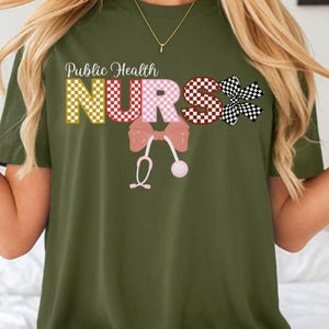 Public Health Nurse Coquette Checkered  Shirt, Comfort Colors  Nurse Shirt -  Nurse Gift T-shirt, Nurse Appreciation,  Nursing Shirt.