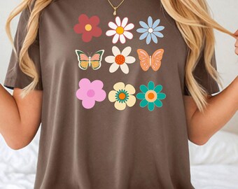 Retro Floral T-Shirt: Comfort Colors Boho Spring Tee