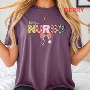 Dialysis Nurse Coquette Checkered  Shirt, Comfort Colors  Nurse Shirt -  Nurse Gift T-shirt, Nurse Appreciation,  Nursing Shirt.
