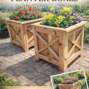 Handmade Cedar Planter Box: Rustic Farmhouse X-Design