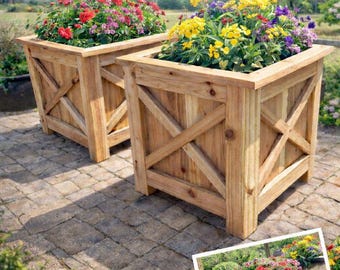 Handmade Cedar Planter Box: Rustic Farmhouse X-Design