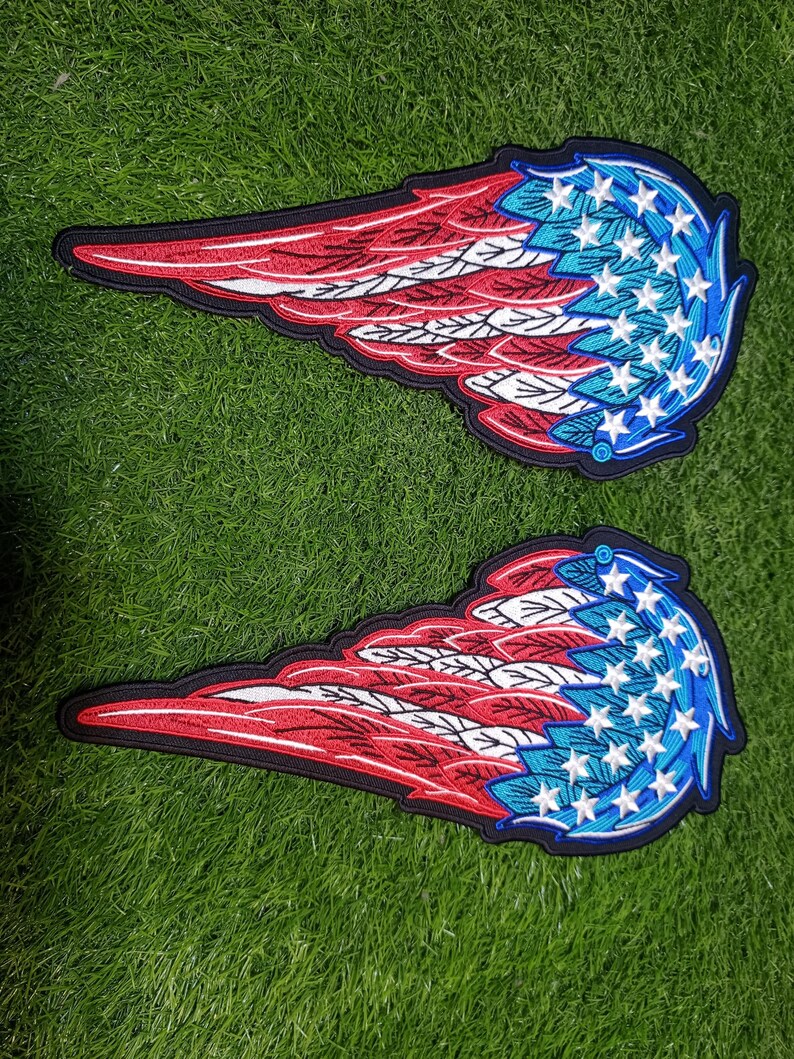 American Flag Split Angel Wings Patch, Ladies Back Patches, Custom ...