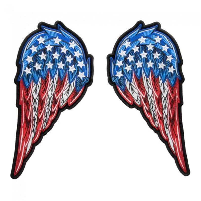 American Flag Split Angel Wings Patch, Ladies Back Patches, Custom ...