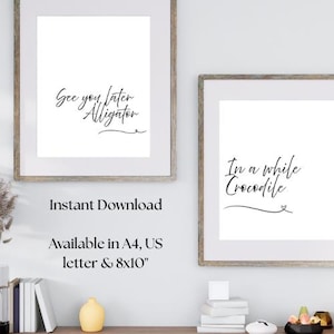 See You Later Alligator & In a While Crocodile Matching Print Set | Cute Nursery Wall Art | Playful Kids Room Decor | Animal Puns Art