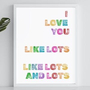 Impresión "Te amo muchísimo" / Descarga digital arcoíris para habitación infantil / Arte mural infantil / A4, 8x10, tamaño carta (EE. UU.) / Cita imprimible